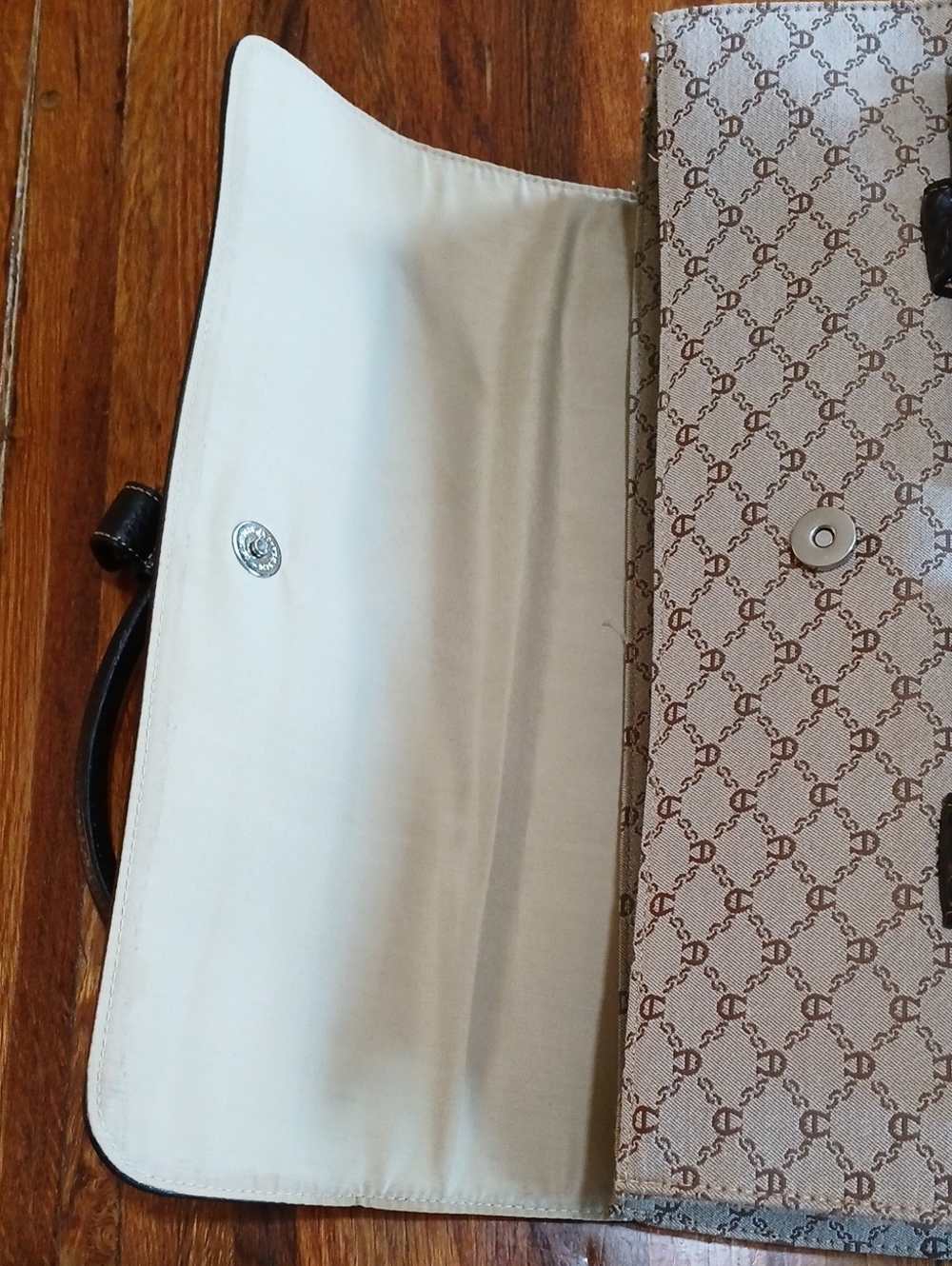 Etienne Aigner Leather/Canvas Laptop Satchel Tote Briefcase - Picture 6 of 15